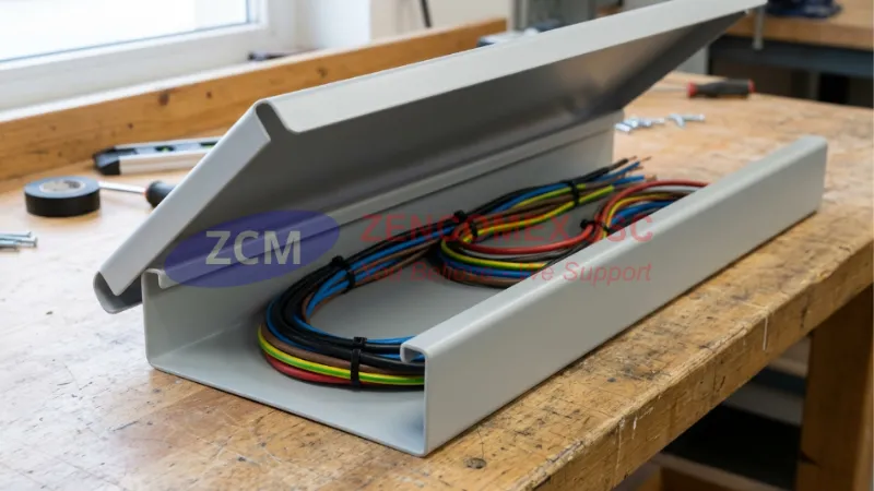 Máng Cáp Điện 300x100 Sơn Tĩnh Điện: Tiêu Chuẩn & Báo Giá Nhà Máy 3 Cấu tạo máng cáp điện 300x100 có nắp, mép chấn gập an toàn và lòng máng rộng