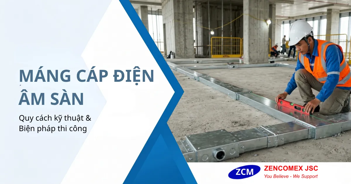 Hệ thống máng cáp điện âm sàn bằng thép mạ kẽm được lắp đặt trước khi đổ bê tông hoàn thiện_4