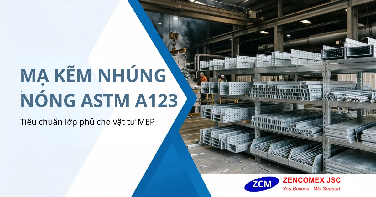 Vật tư MEP mạ kẽm nhúng nóng theo tiêu chuẩn ASTM A123 trong xưởng sản xuất