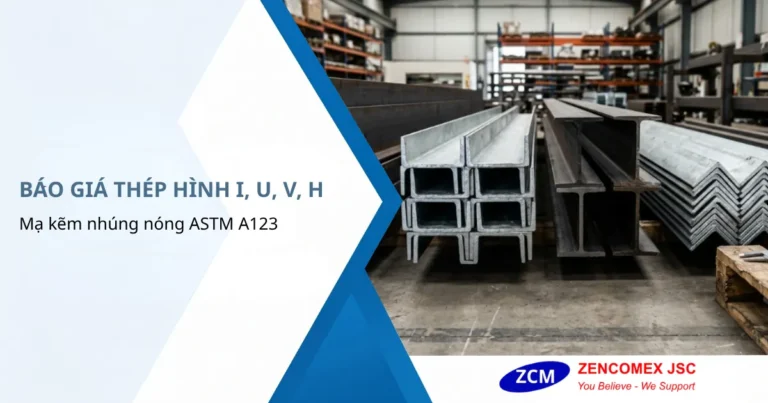 Bảng Báo Giá Thép Hình I, U, V, H Mạ Kẽm Nhúng Nóng ASTM A123