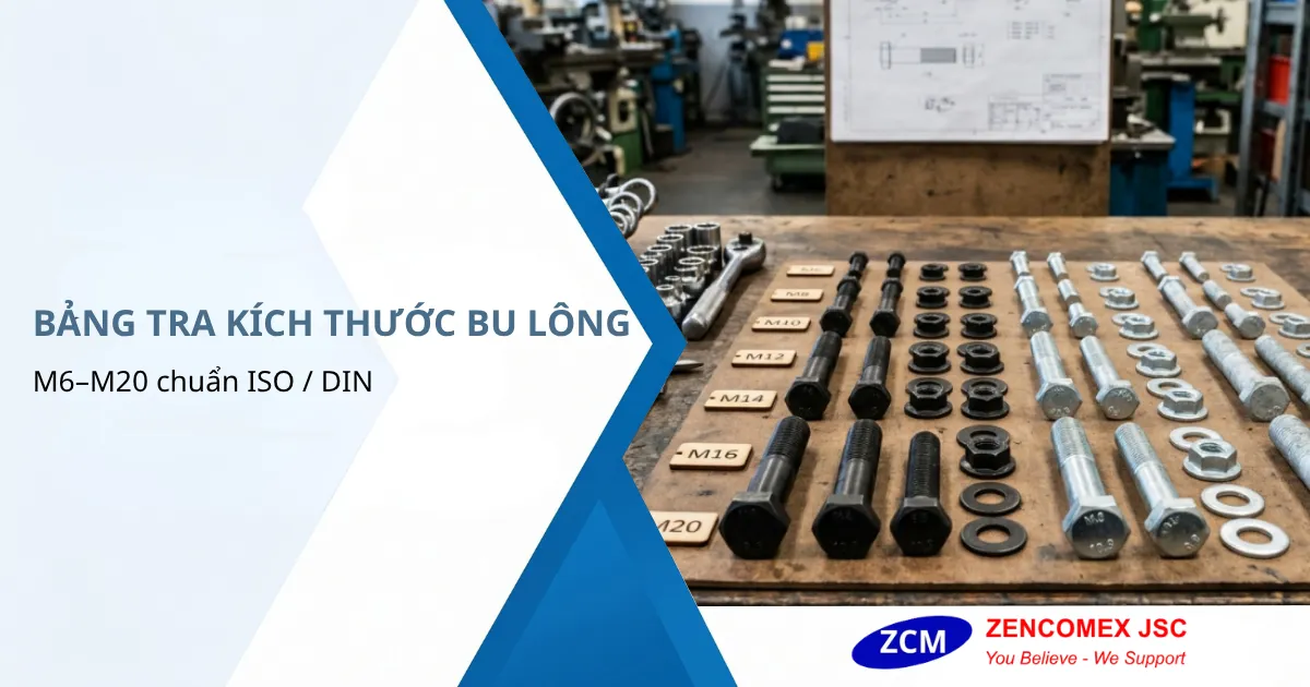 Bảng Tra Kích Thước Bu Lông M6–M20 Theo ISO/DIN