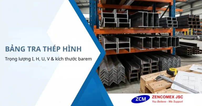 Bảng Tra Trọng Lượng Thép Hình I, H, U, V & Kích Thước Barem