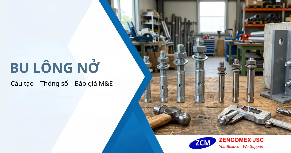 Bu lông nở sắt mạ kẽm và inox dùng để cố định giá đỡ M&E vào bê tông_3