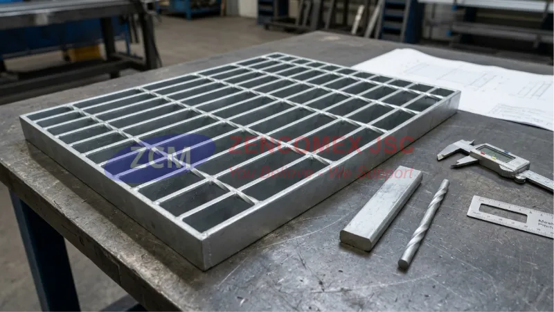 Cấu tạo nắp mương grating gồm thanh la chịu lực, thanh xoắn liên kết và các điểm hàn áp lực chắc chắn_2