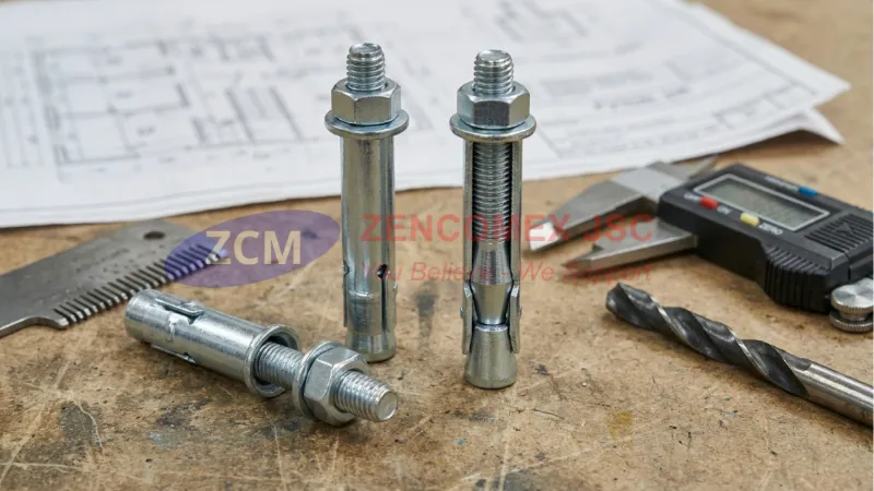 Cấu tạo tắc kê đạn M10 gồm ren âm, áo nở thép và lõi nêm giãn nở bên trong_11