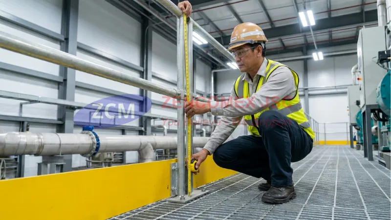 Kiểm tra lan can, thanh ngang và toe board của sàn thao tác grating theo quy chuẩn an toàn_4