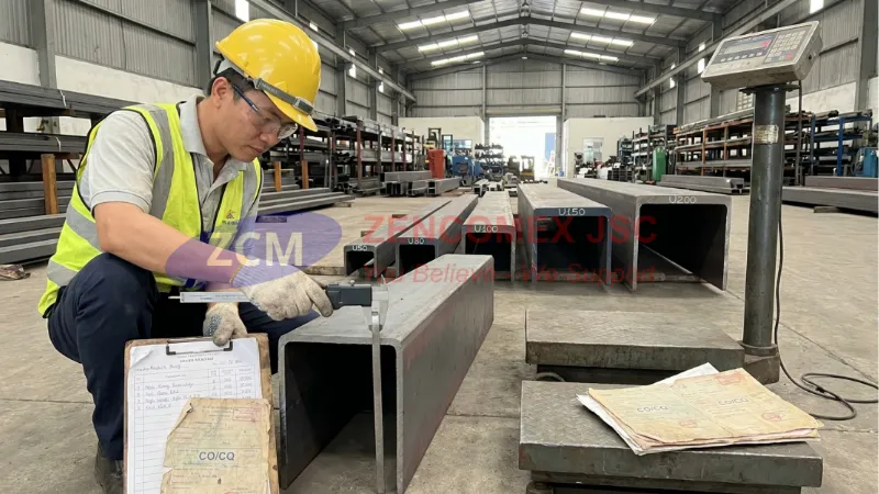 Kiểm tra quy cách H B t1 t2 và barem trọng lượng thép hình U trước khi xuất kho_5