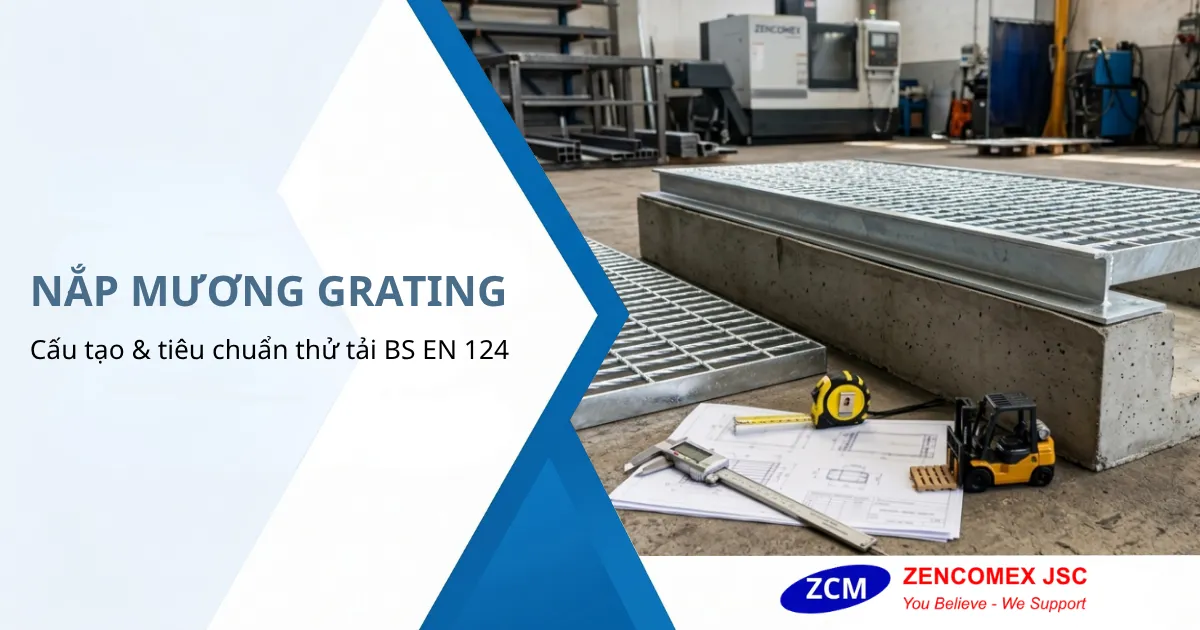 Nắp Mương Thoát Nước Bằng Thép Grating: Cấu Tạo & Tiêu Chuẩn Thử Tải BS EN 124