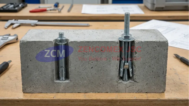 Nguyên lý tắc kê đạn M10 giãn nở bên trong lỗ khoan và tạo lực ma sát với bê tông_6