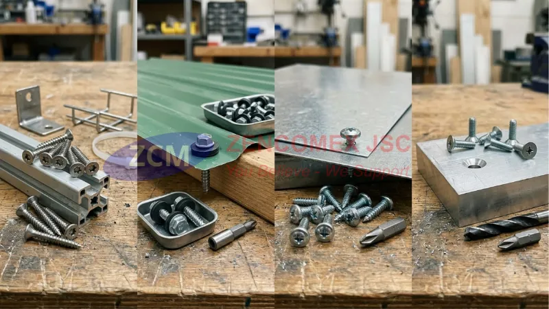 Phân loại vít tự khoan inox, vít bắn tôn có roăng EPDM, vít đầu dù và vít đầu bằng_5