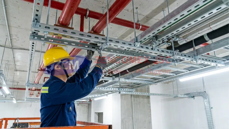Thép Hình Là Gì? Quy Cách, Tiêu Chuẩn & Bảng Tra Lực Cho Kỹ Sư Kết Cấu 5 Thép U đột lỗ và V đột lỗ dùng làm hệ treo đỡ ống, thang máng cáp trong công trình M&E