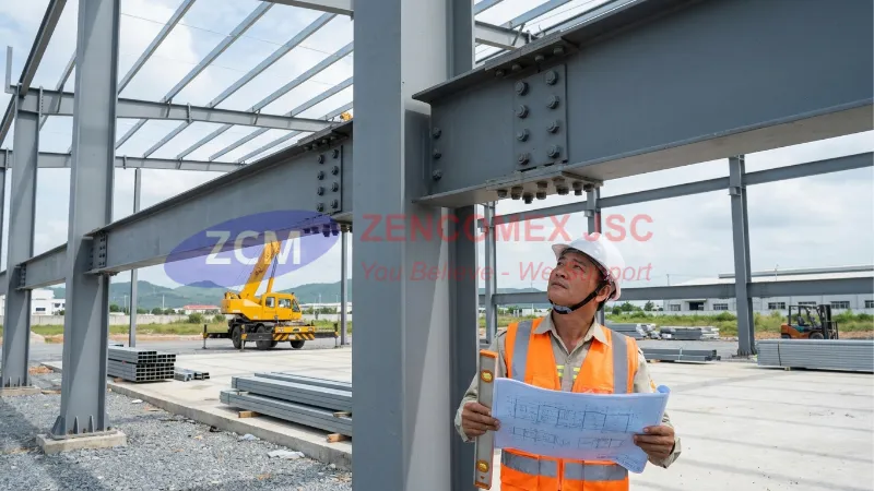 Thép Hình Là Gì? Quy Cách, Tiêu Chuẩn & Bảng Tra Lực Cho Kỹ Sư Kết Cấu 4 Thép hình H và I được dùng làm cột, dầm chính trong kết cấu nhà xưởng tiền chế