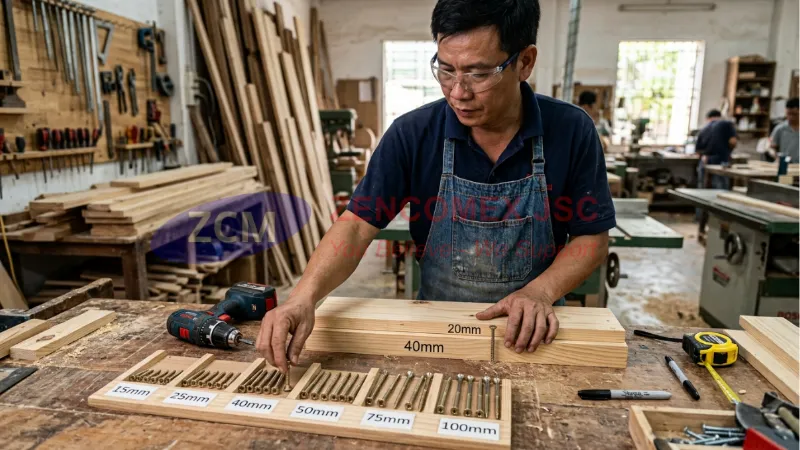 Thợ mộc chọn chiều dài vít bắn gỗ phù hợp để ghép hai tấm ván chắc chắn theo nguyên tắc 1_3 và 2_3_7