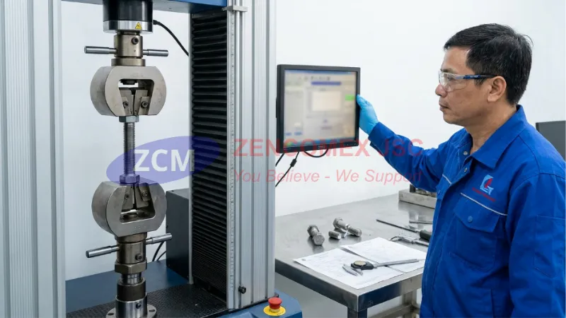 Thử nghiệm lực kéo đứt bu lông M12 cấp bền 8.8 bằng máy kéo nén vạn năng UTM_10
