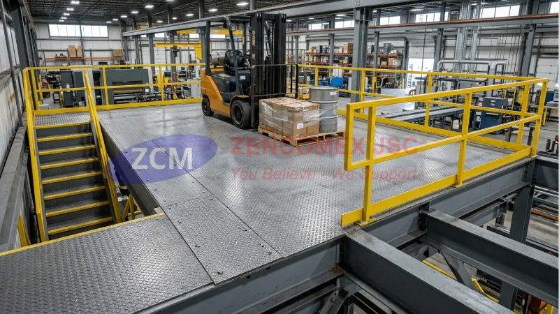 Ứng dụng thép tấm chống trượt làm sàn thao tác, bậc thang, nắp mương và bề mặt di chuyển trong nhà xưởng_5
