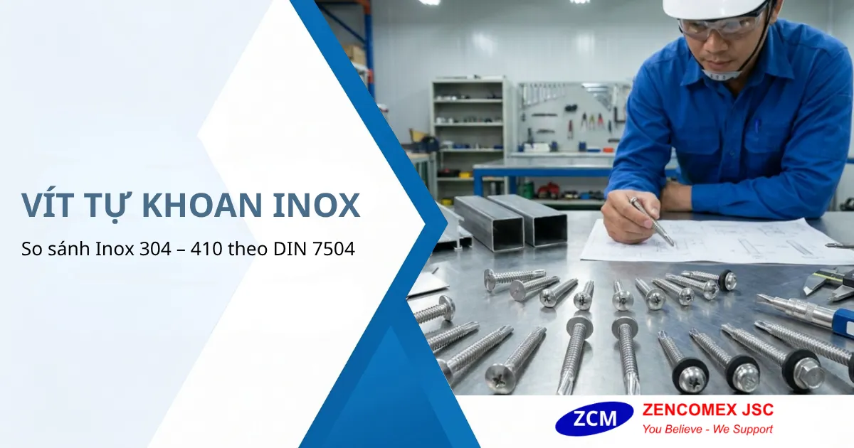 Vít tự khoan inox 304 và inox 410 theo tiêu chuẩn DIN 7504 dùng cho tôn, nhôm và khung kim loại_3