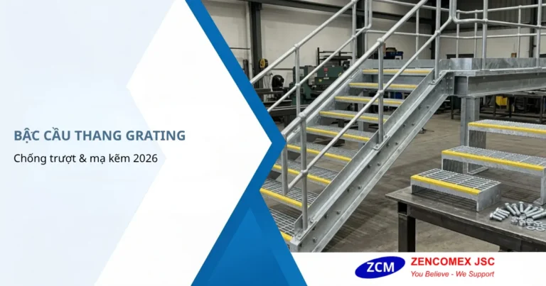 Bậc Cầu Thang Grating Chống Trượt & Sàn Thao Tác Thép Mạ Kẽm
