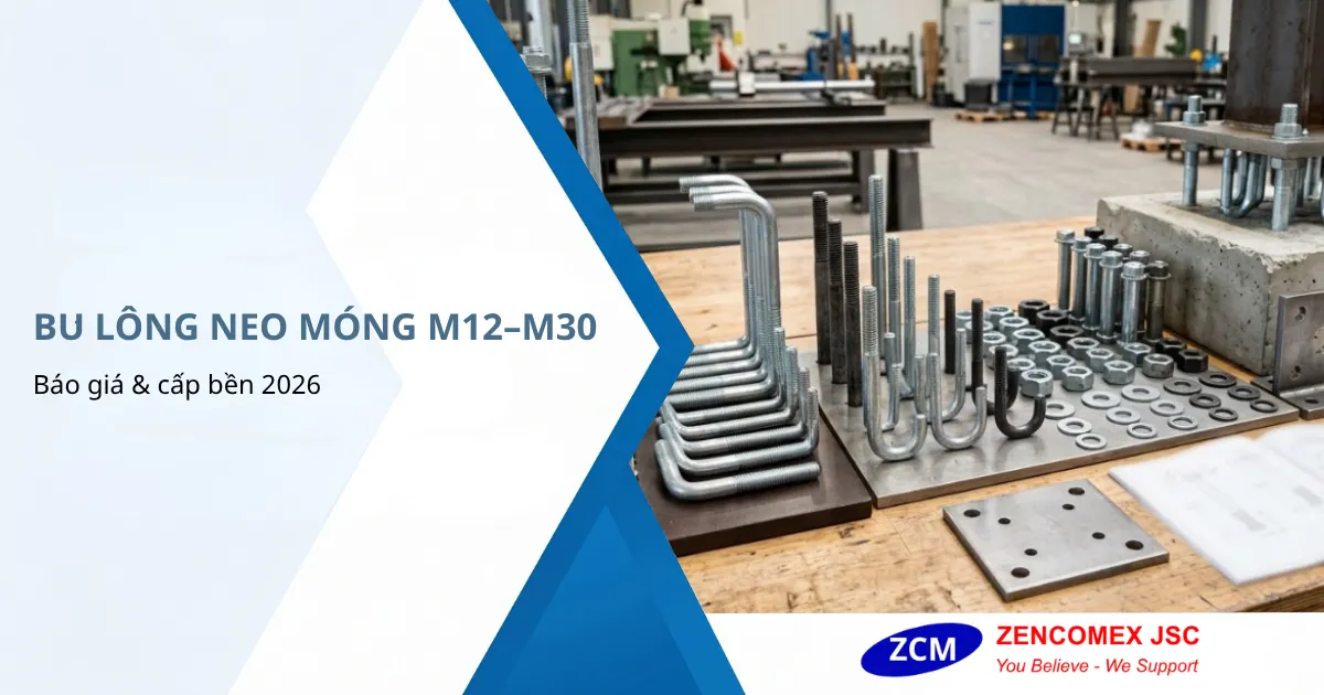 Bu lông neo móng M12–M30 dạng I, L, J, LA, JA dùng cho chân cột và móng thiết bị_3
