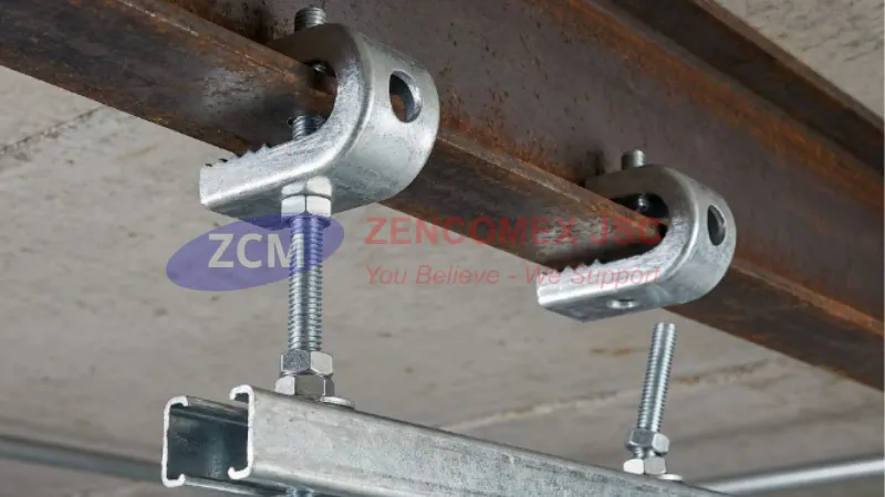 Cấu tạo kẹp xà gồ và chuỗi truyền tải từ thiết bị qua ty ren lên dầm thép_12