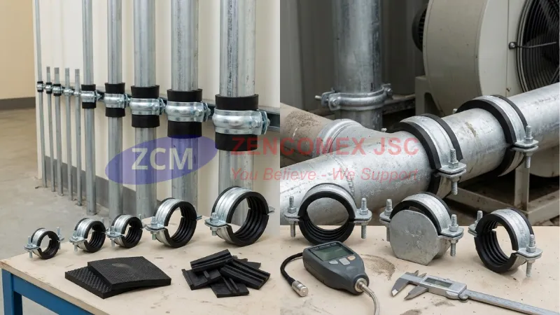 Cùm treo ống có lót cao su chống rung và các lựa chọn mạ kẽm điện phân hoặc nhúng nóng_9