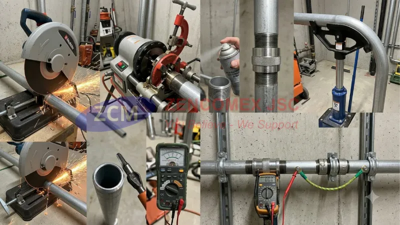 Quy trình cắt, làm sạch ba via, ren, uốn, cố định và tiếp địa ống thép RSC đúng kỹ thuật_5