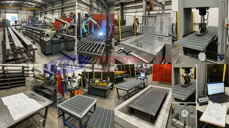 Quy trình gia công, mạ kẽm, lắp thử và kiểm chứng tải trọng nắp mương grating Heavy Duty_4