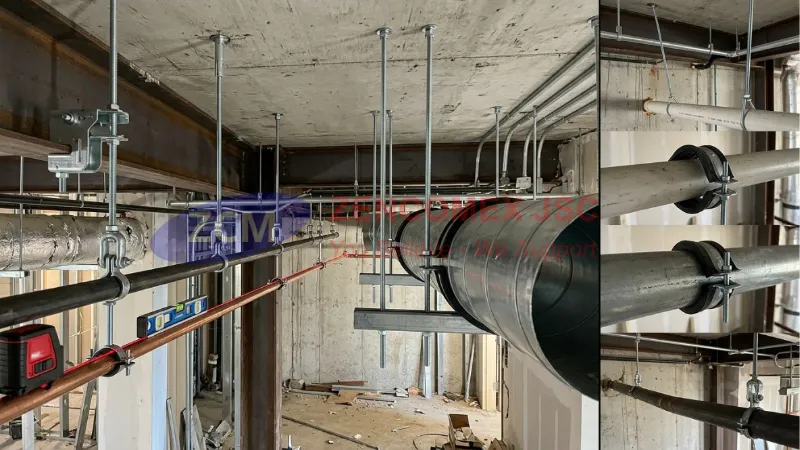 Quy trình tạo điểm neo, thả ty ren, lắp cùm và căn chỉnh hệ treo ống HVAC, PCCC và nước ngưng_7