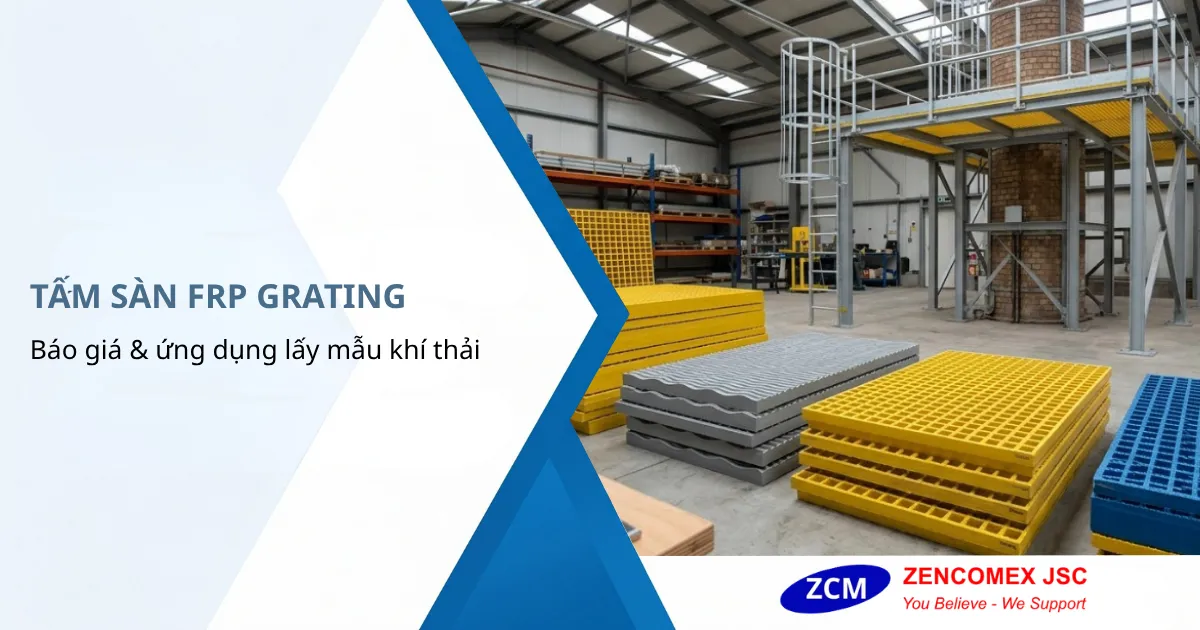 Tấm sàn FRP Grating Composite dùng cho nhà máy hóa chất và sàn thao tác lấy mẫu khí thải_1